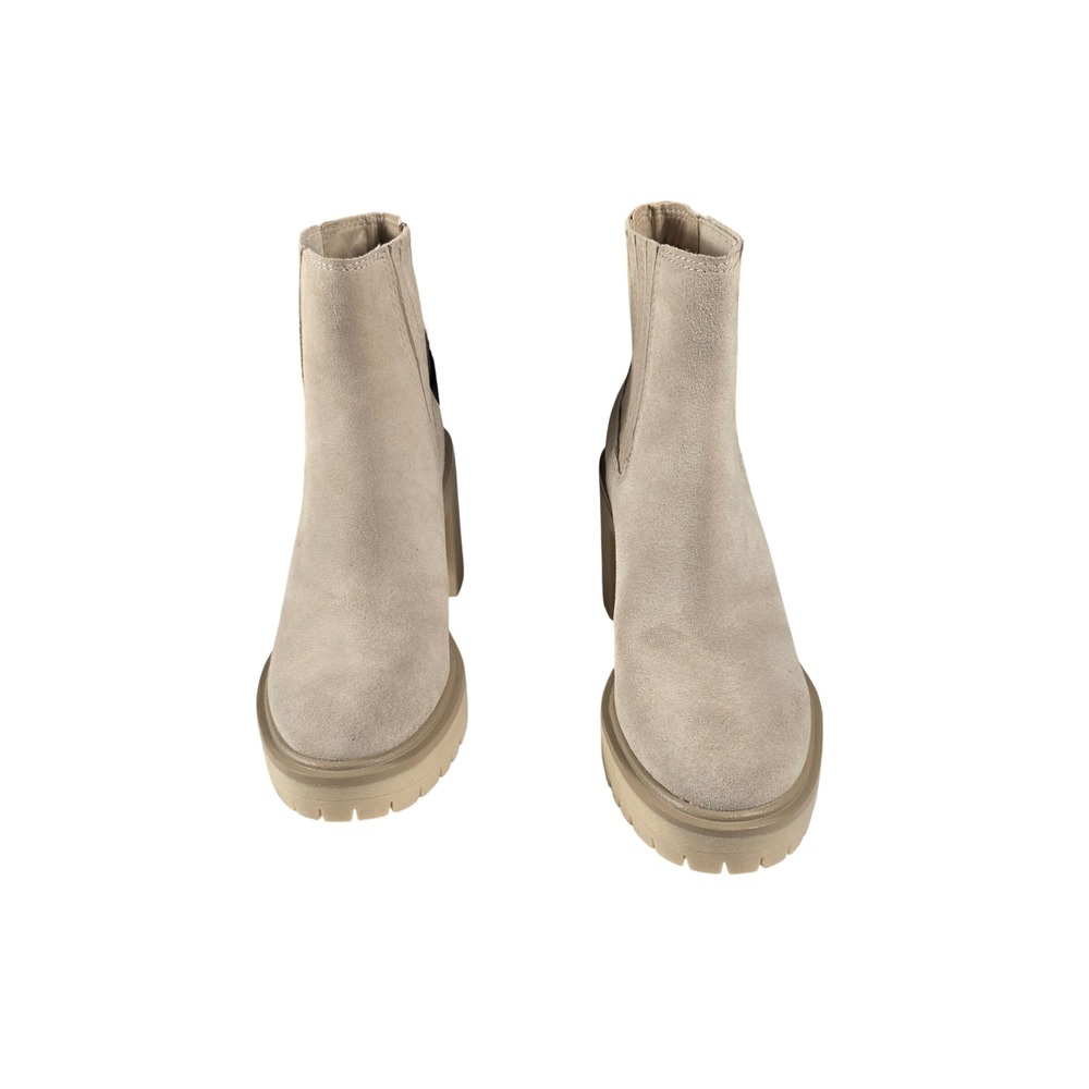 Dolce Vita Caster H20 Waterproof Suede Lug Sole Block Heel Booties Dune 7.5 Boho